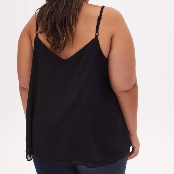 TORRID 2 Plus Size Sophie Chiffon Double Layer Cami Black Sleeveless Tank Blouse - Picture 4 of 16